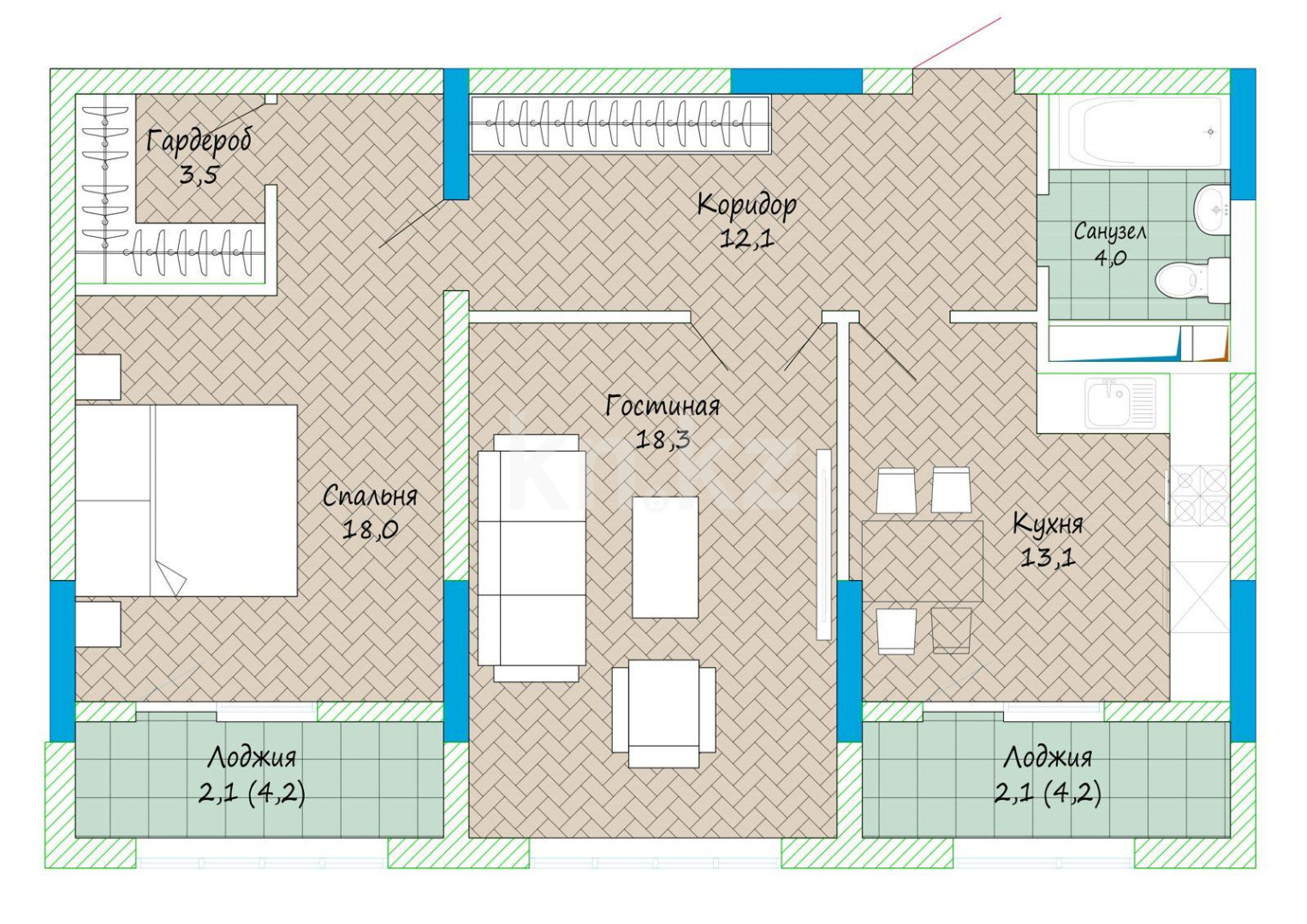 Продажа 2-комнатной квартиры 73.2 м в Усть-Каменогорске, Красина, дом 11 за  23 424 000 ₸ - объявление 3184464 | Kn.kz