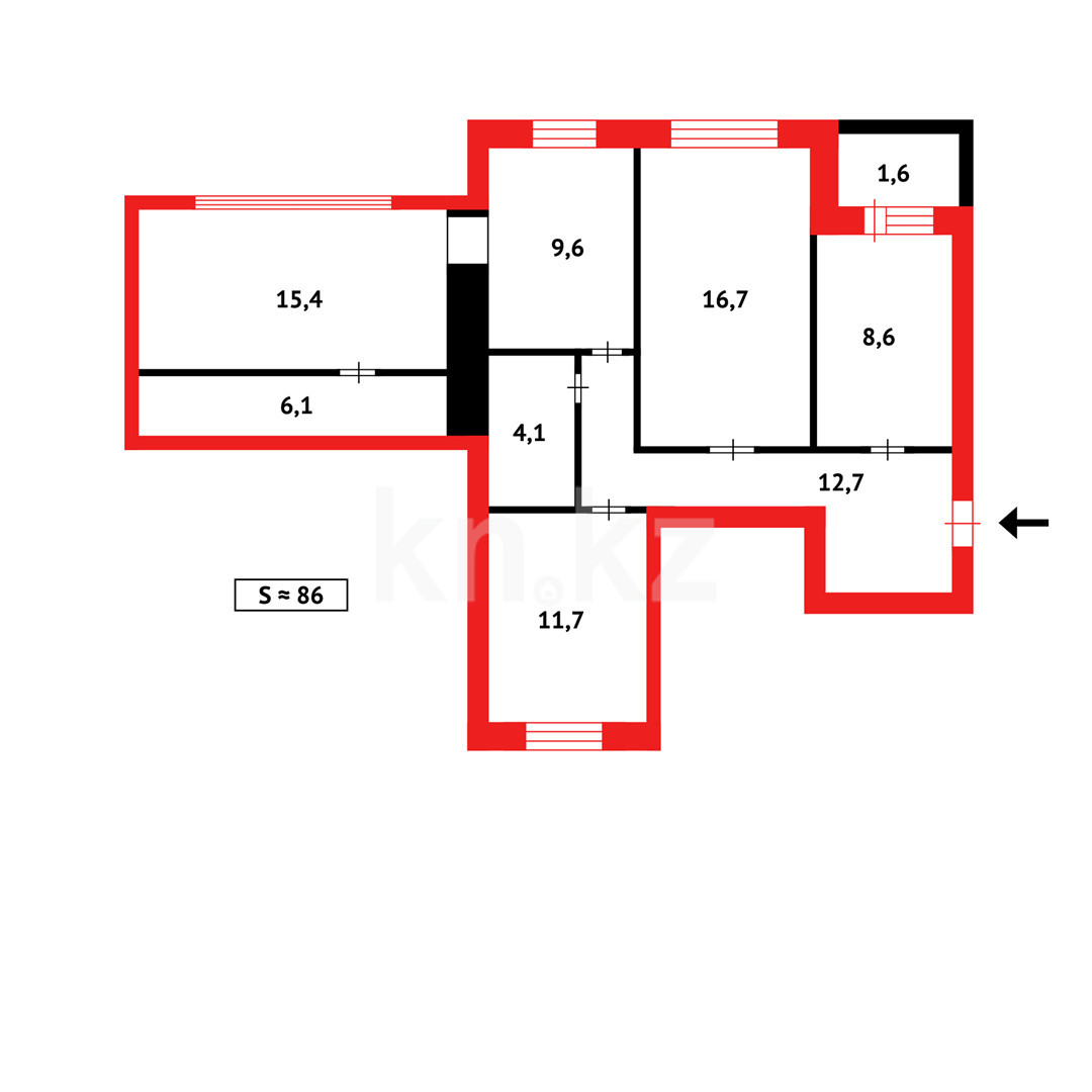 Продажа 4-комнатной квартиры 86 м в Караганде, Шахтеров, дом 31 за 35 000  000 ₸ - объявление 3299043 | Kn.kz