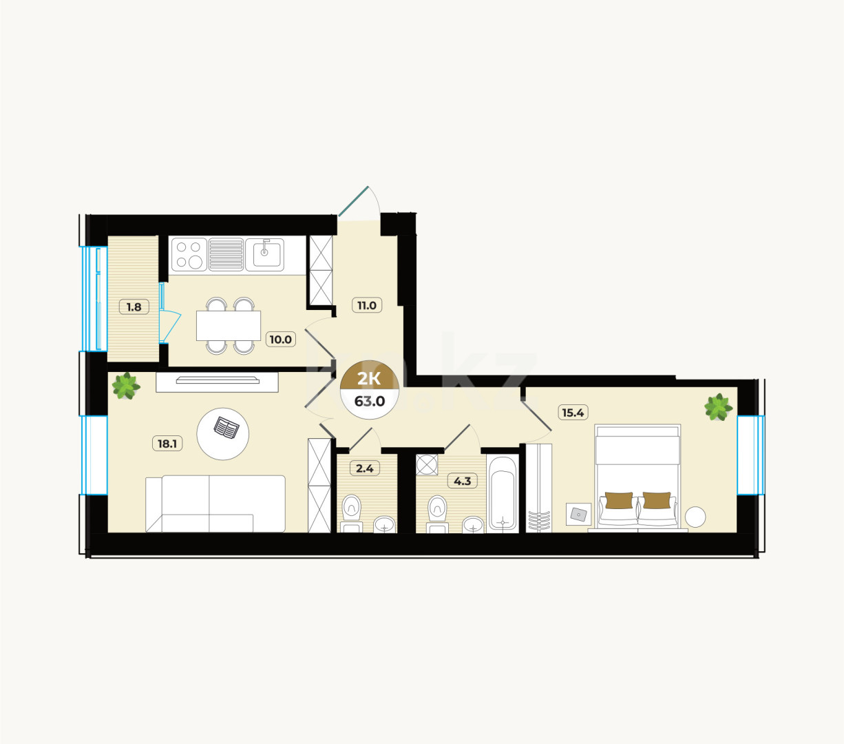 Продажа 2-комнатной квартиры 63 м в Астане, Мангилик Ел, дом 36/1 -  Букейханова за 34 209 000 ₸ - объявление 3333854 | Kn.kz