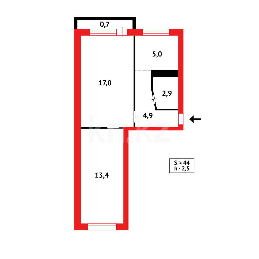 Продажа 2-комнатной квартиры 44 м в Караганде, Республики, дом 28 за 17 000  000 ₸ - объявление 3334379 | Kn.kz