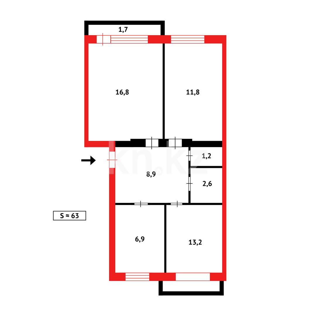 Продажа 3-комнатной квартиры 60 м в Караганде, Мирная, дом 10/1 за 7 000  000 ₸ - объявление 3372884 | Kn.kz