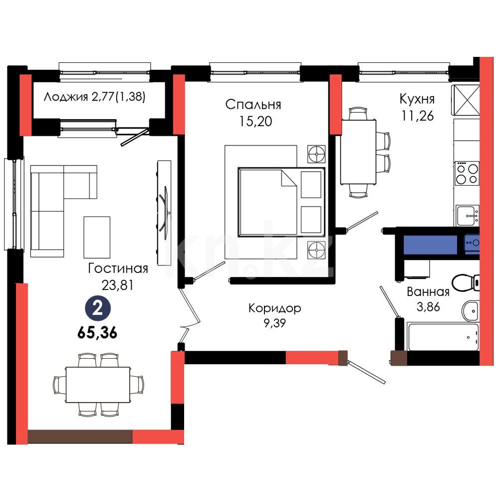 Продажа 2-комнатной квартиры 65 м в Астане, Байтурсынова, дом 8 -  Нурмагамбетова за 30 000 000 ₸ - объявление 3388380 | Kn.kz