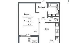 Продажа 1-комнатной квартиры, 44.38 м, Нажимеденова, дом 1 - Нурмагамбетова