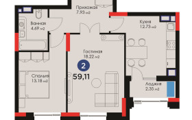 Продажа 2-комнатной квартиры, 60 м, Сарайшык, дом 8 - Кабанбай батыра