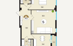 Продажа 2-комнатной квартиры, 74 м, Мангилик Ел, дом 36