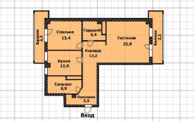 Продажа 2-комнатной квартиры, 86 м, Абая, дом 63