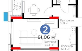 Продажа 2-комнатной квартиры, 61.06 м, Анет баба, дом 8