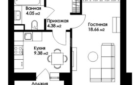 Продажа 1-комнатной квартиры, 39.4 м, Кабанбай батыра, дом 57