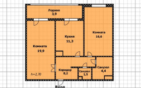 Продажа 2-комнатной квартиры, 66 м, Кабанбай батыра, дом 46