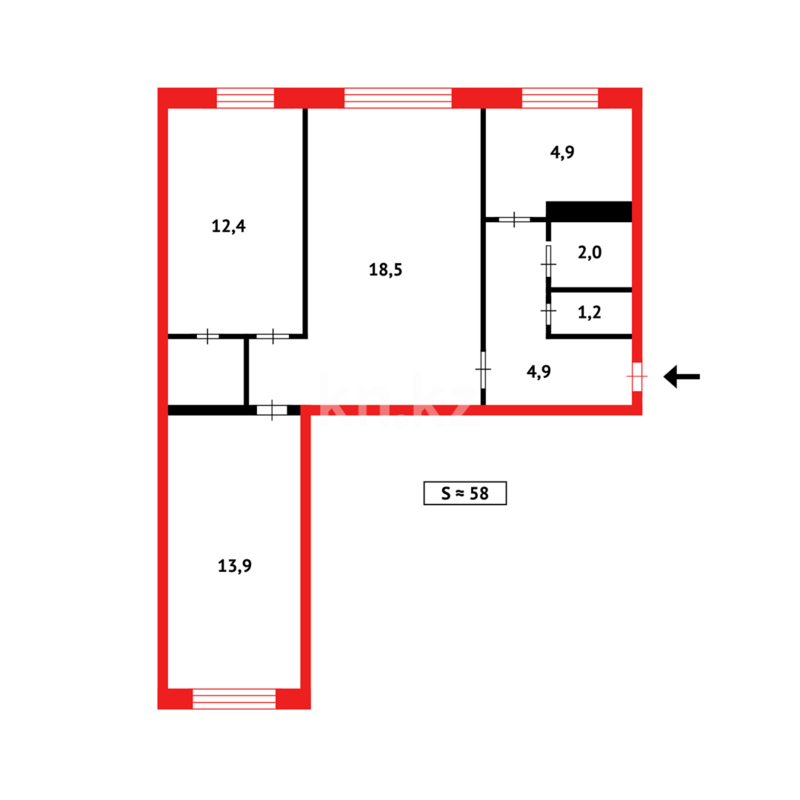 Продажа 3-комнатной квартиры, 58 м² - Продажа трехкомнатных квартир в Темиртау - страница 12 фото 12 из 12