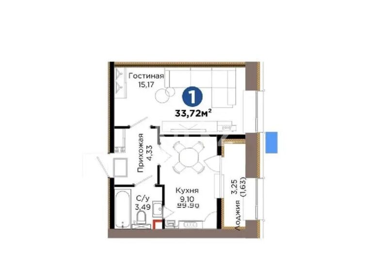 Продажа 1-комнатной квартиры, 33.72 м² - Продажа однокомнатных квартир в р-не Нура Астаны - страница 19 фото 1 из 1
