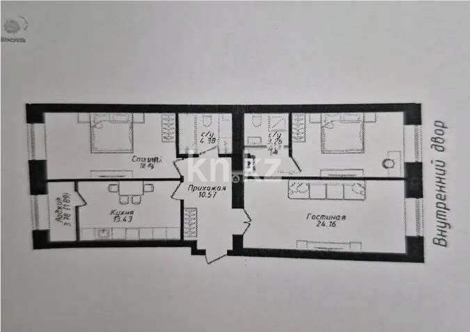 Продажа 3-комнатной квартиры, 95.13 м² - Продажа квартир в кирпичном доме в Астане - страница 204 фото 1 из 1
