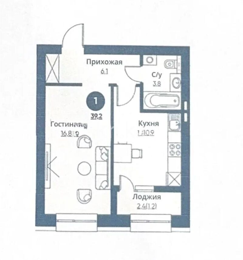 Продажа 1-комнатной квартиры, 39.2 м² - Продажа однокомнатных квартир в Казахстане - страница 20 фото 1 из 1