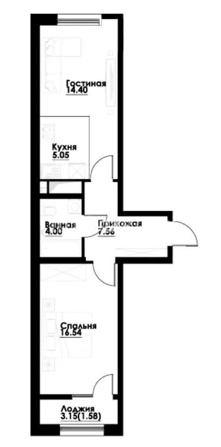 Продажа 2-комнатной квартиры, 50 м² - Продажа квартир в монолитно-каркасном доме в Казахстане - страница 15 фото 1 из 1