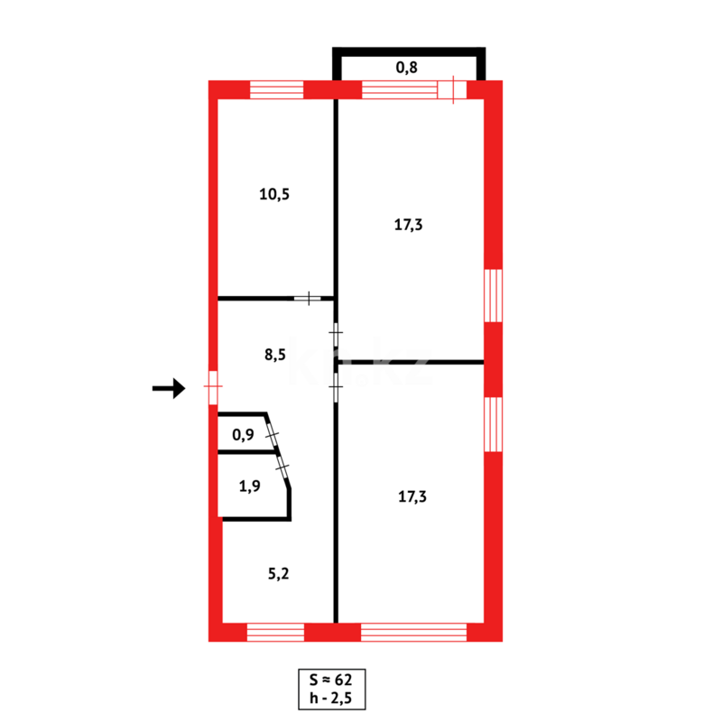 Продажа 3-комнатной квартиры, 62 м² - Продажа квартир в панельном доме в Казахстане - страница 244 фото 6 из 6