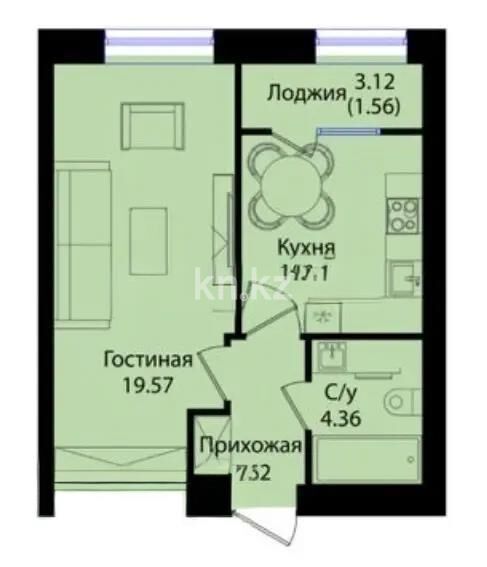 Продажа 1-комнатной квартиры, 38.9 м² - Продажа однокомнатных квартир в р-не Нура Астаны - страница 31 фото 1 из 1