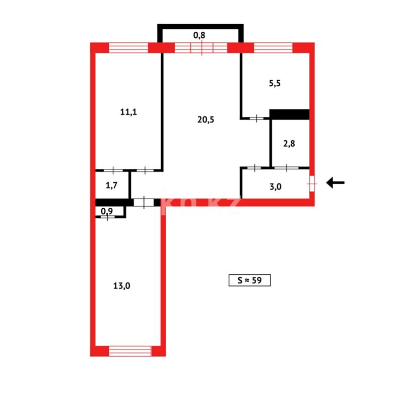 Продажа 3-комнатной квартиры, 60 м² - Продажа трехкомнатных квартир в панельном доме в Караганде фото 8 из 8