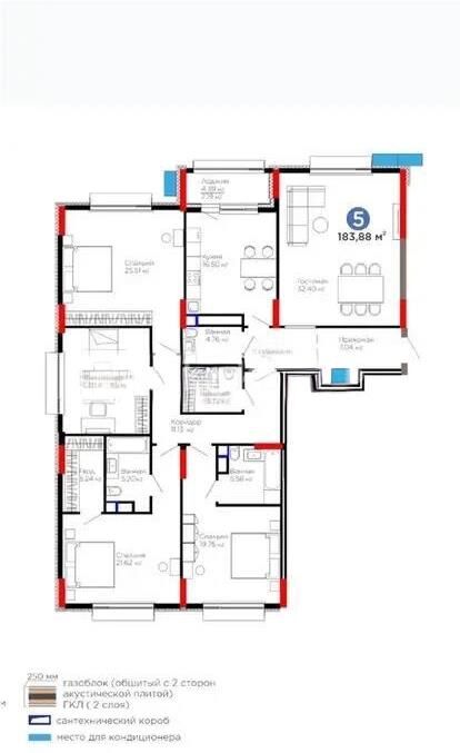 Продажа 5-комнатной квартиры, 184.2 м² - Продажа пятикомнатных и более квартир в р-не Есиль Астаны фото 1 из 1