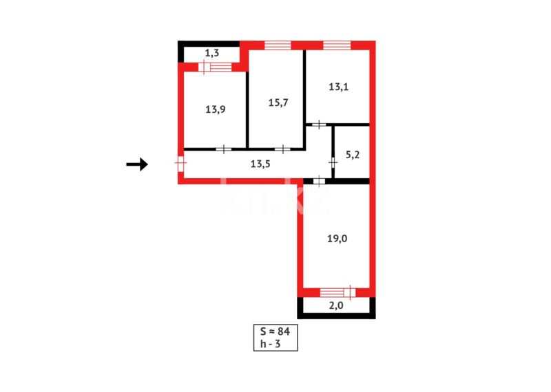 Продажа 3-комнатной квартиры, 83 м² - Продажа трехкомнатных квартир в кирпичном доме в Караганде - страница 5 фото 34 из 34