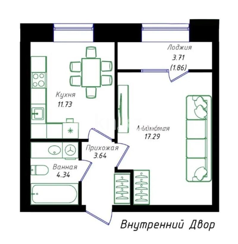Продажа 1-комнатной квартиры, 40 м² - Продажа однокомнатных квартир в р-не Нура Астаны - страница 35 фото 1 из 1