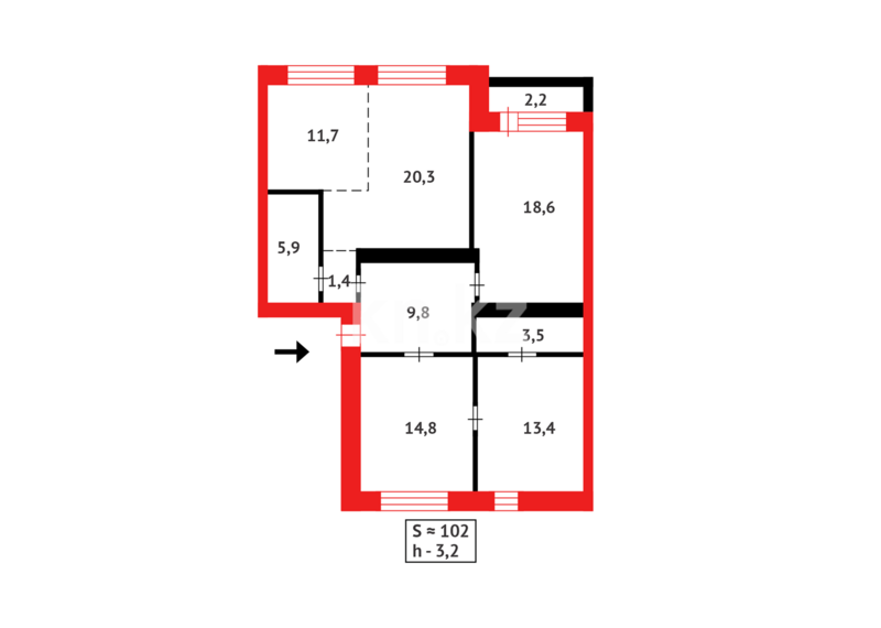 Продажа 4-комнатной квартиры, 101 м² - Продажа четырехкомнатных квартир в Михайловке Караганды фото 24 из 24