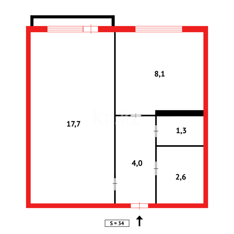 Продажа 1-комнатной квартиры, 34 м² - Продажа однокомнатных квартир в Темиртау - страница 6 фото 9 из 9