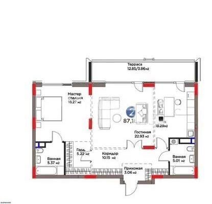 Продажа 2-комнатной квартиры, 87 м² - Продажа двухкомнатных квартир в р-не Есиль Астаны - страница 40 фото 1 из 1