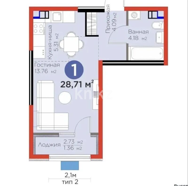 Продажа 1-комнатной квартиры, 29 м² - Продажа однокомнатных квартир в Алатауском р-не Алматы - страница 24 фото 1 из 1