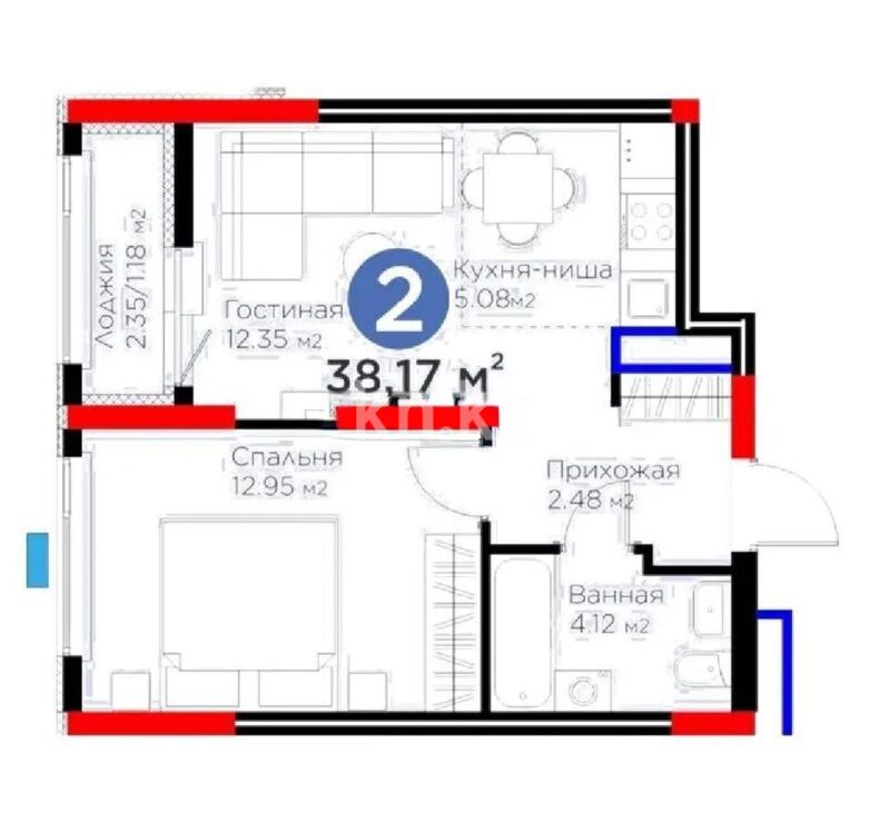 Продажа 2-комнатной квартиры, 38.17 м² - Продажа недвижимости в Казахстане - страница 23 фото 1 из 1