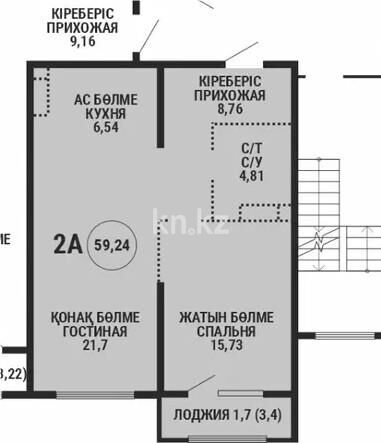 Продажа 2-комнатной квартиры, 59.24 м² - Продажа двухкомнатных квартир в Бостандыкском р-не Алматы - страница 31 фото 1 из 1