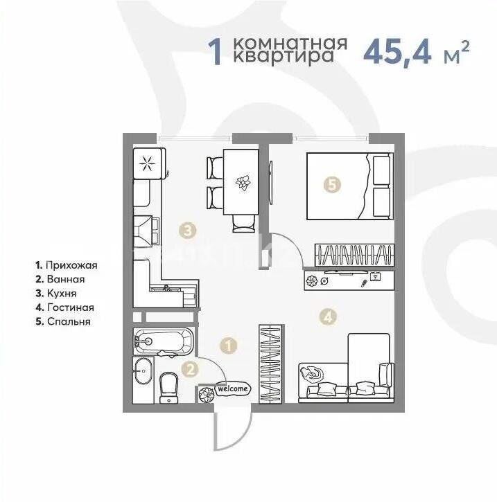 Продажа 1-комнатной квартиры, 45 м² - Недвижимость в Алматы фото 1 из 1