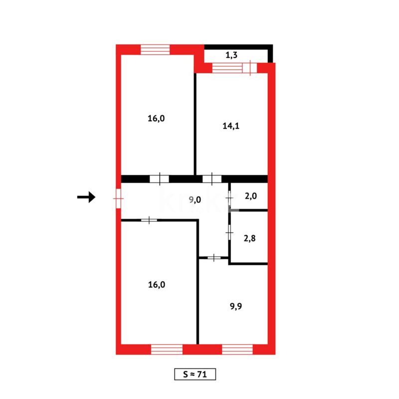 Продажа 3-комнатной квартиры, 71 м² - Продажа трехкомнатных квартир в Темиртау фото 2 из 2