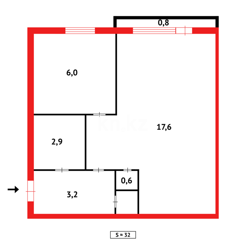 Продажа 1-комнатной квартиры, 30 м² - Продажа однокомнатных квартир в Темиртау - страница 6 фото 8 из 8