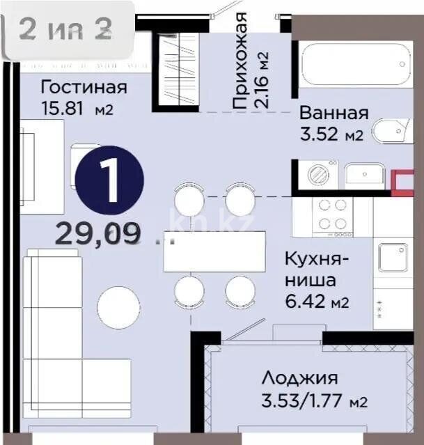 Продажа 1-комнатной квартиры, 30 м² - Недвижимость в Астане - страница 10 фото 1 из 1