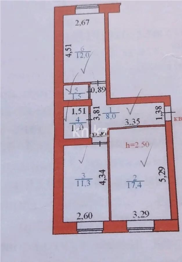 Продажа 2-комнатной квартиры, 53.4 м² - Продажа двухкомнатных квартир в р-не Сарыарка Астаны - страница 16 фото 7 из 7