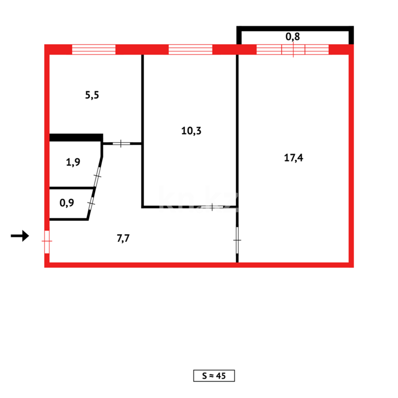 Продажа 2-комнатной квартиры, 45 м² - Продажа двухкомнатных квартир в панельном доме в Казахстане - страница 94 фото 10 из 10
