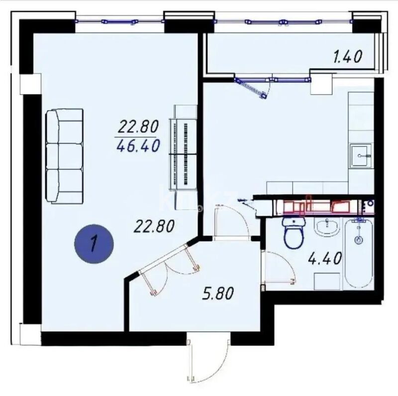 Продажа 1-комнатной квартиры, 40 м² - Продажа однокомнатных квартир в Алатауском р-не Алматы - страница 21 фото 1 из 1