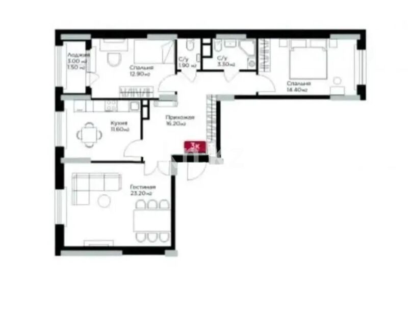 Продажа 3-комнатной квартиры, 85.9 м² - Продажа недвижимости в Казахстане - страница 13 фото 1 из 1