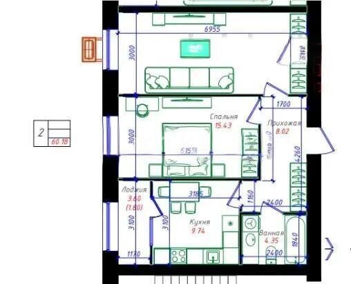 Продажа 2-комнатной квартиры, 60.16 м² - Продажа квартир в новостройках Астаны - страница 2 фото 1 из 1