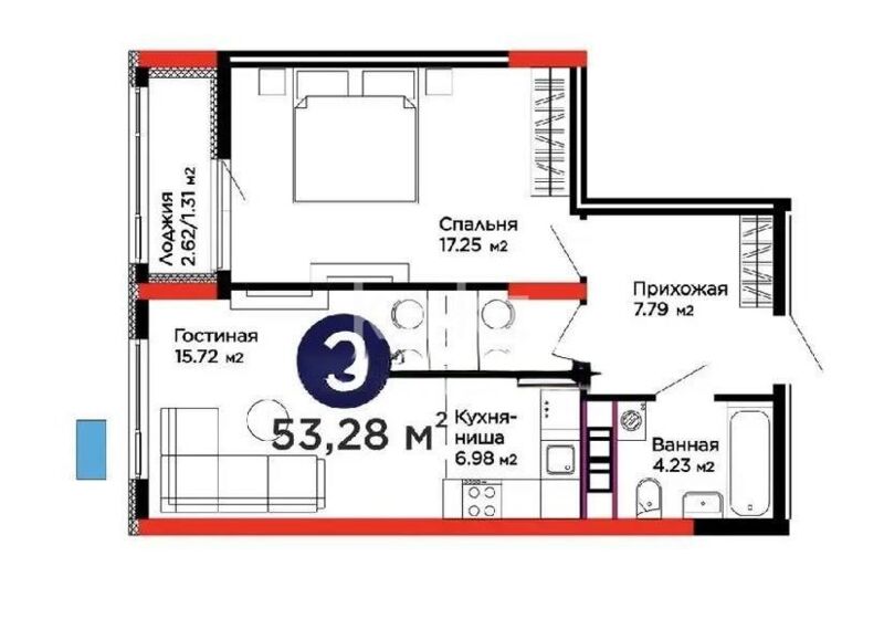 Продажа 2-комнатной квартиры, 53.28 м² - Продажа двухкомнатных квартир в блочном доме в Астане - страница 56 фото 1 из 1