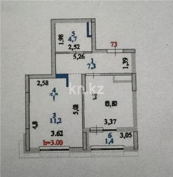 Продажа 2-комнатной квартиры, 42.3 м² - Продажа квартир в блочном доме в Казахстане - страница 4 фото 6 из 6