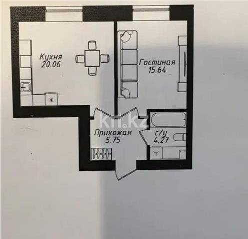 Продажа 1-комнатной квартиры, 46 м² - Продажа однокомнатных квартир в р-не Есиль Астаны - страница 32 фото 1 из 1