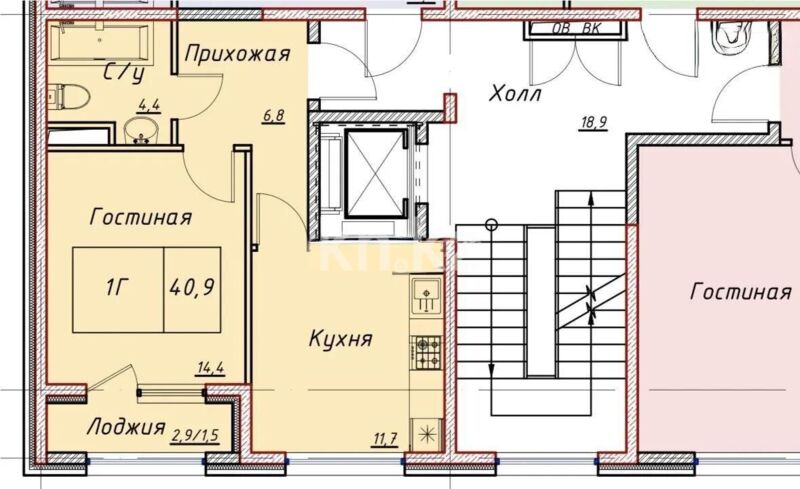 Продажа 1-комнатной квартиры, 40.9 м² - Продажа однокомнатных квартир в Казахстане - страница 7 фото 1 из 1