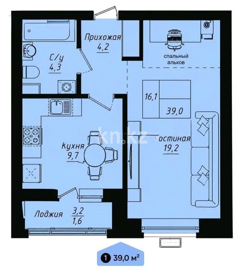 Продажа 1-комнатной квартиры, 38 м² - Продажа квартир от собственников в Астане - страница 13 фото 1 из 1