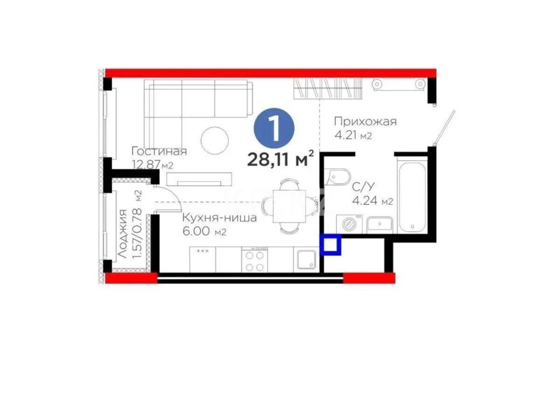 Продажа 1-комнатной квартиры, 28.11 м² - Продажа однокомнатных квартир в р-не Нура Астаны - страница 22 фото 1 из 1