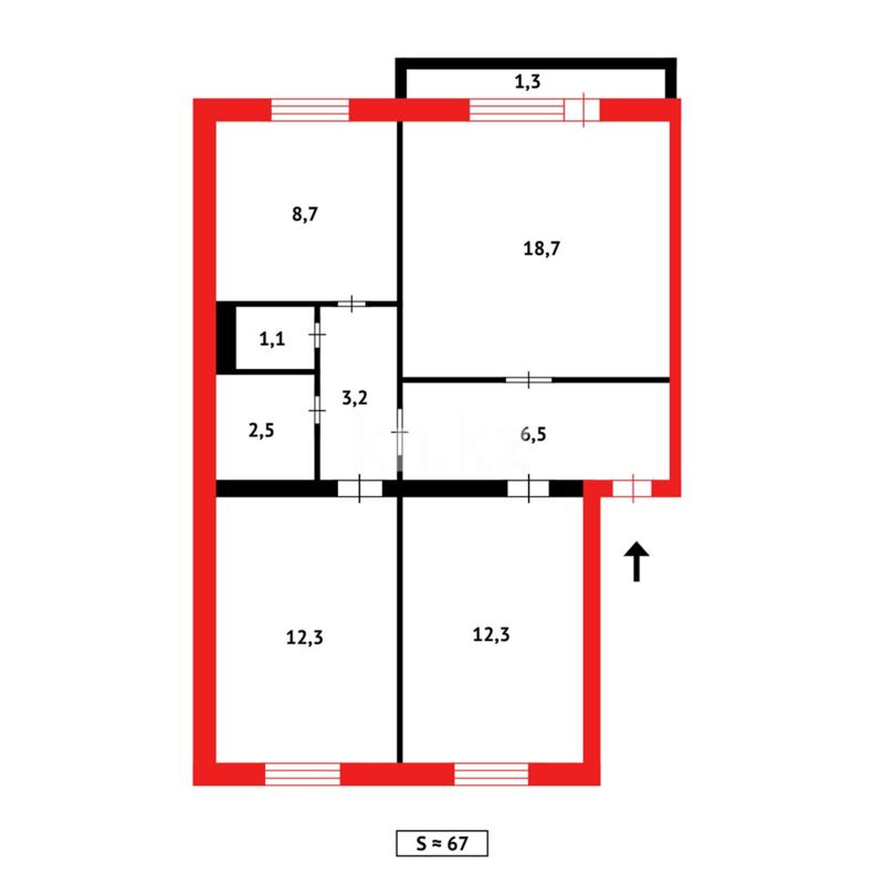 Продажа 3-комнатной квартиры, 66 м² - Продажа домов, коттеджей в Абае фото 8 из 8