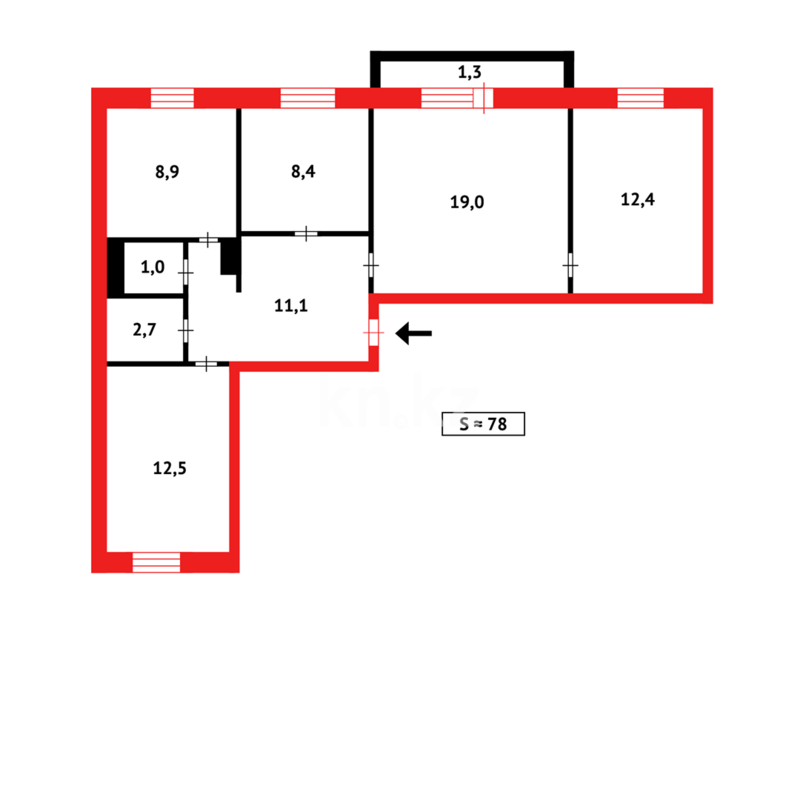 Продажа 4-комнатной квартиры, 80 м² - Продажа четырехкомнатных квартир в панельном доме в Караганде - страница 7 фото 7 из 8