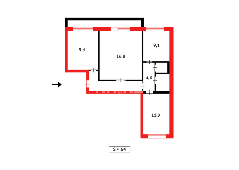 Продажа 3-комнатной квартиры, 64 м² - Продажа трехкомнатных квартир в Майкудуке Караганды - страница 10 фото 14 из 14