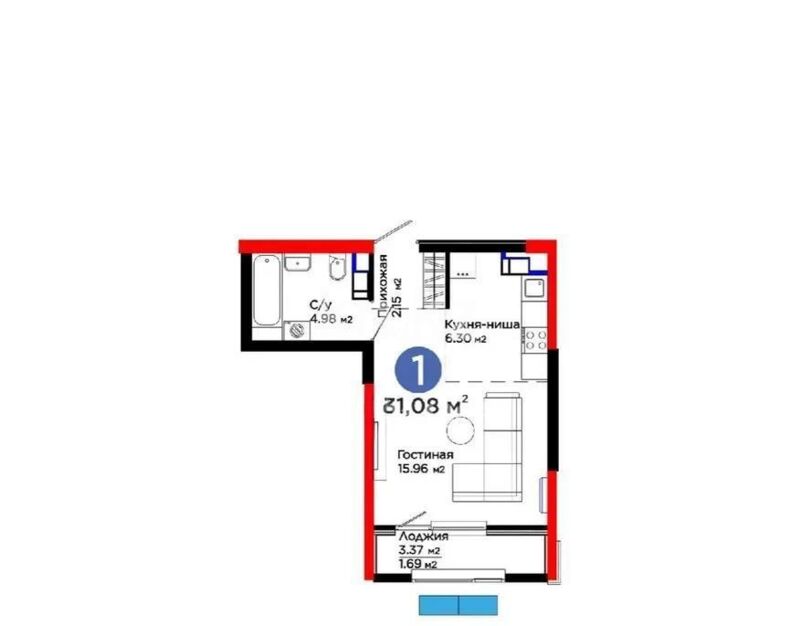Продажа 1-комнатной квартиры, 31.8 м² - Продажа однокомнатных квартир в монолитном доме в Алматы - страница 3 фото 1 из 1