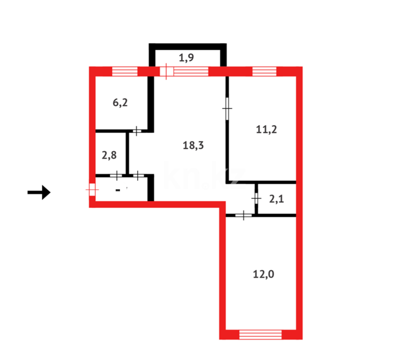 Продажа 3-комнатной квартиры, 58.5 м² - Продажа трехкомнатных квартир в панельном доме в Казахстане - страница 74 фото 1 из 9